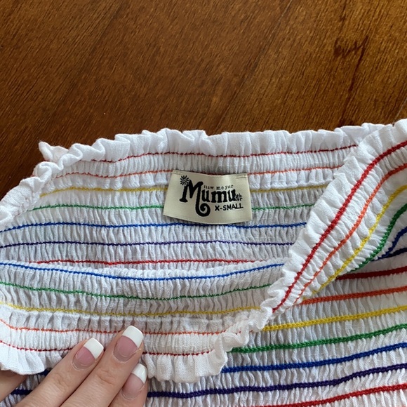 White and rainbow stitched matching set - Picture 5 of 6